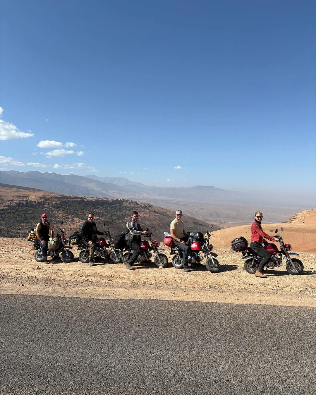 Tiny bike convoy across the Atlas mountains. Monkey Run Morocco October 2025.