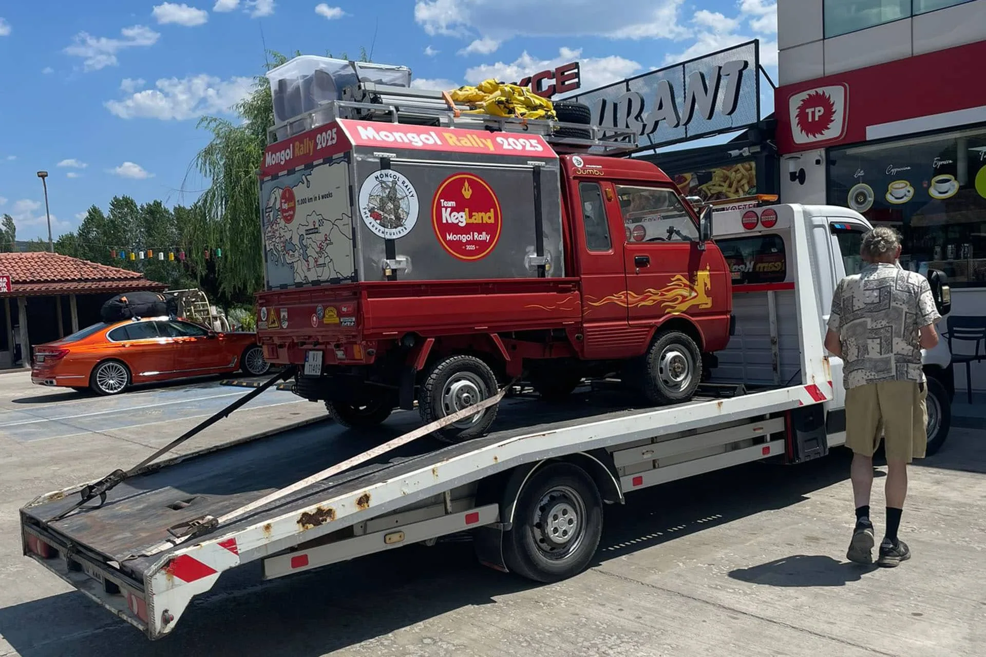 Team Kegland's Daihatsu HiJet causing inconvenience somewhere in Europe - Mongol Rally 2025.