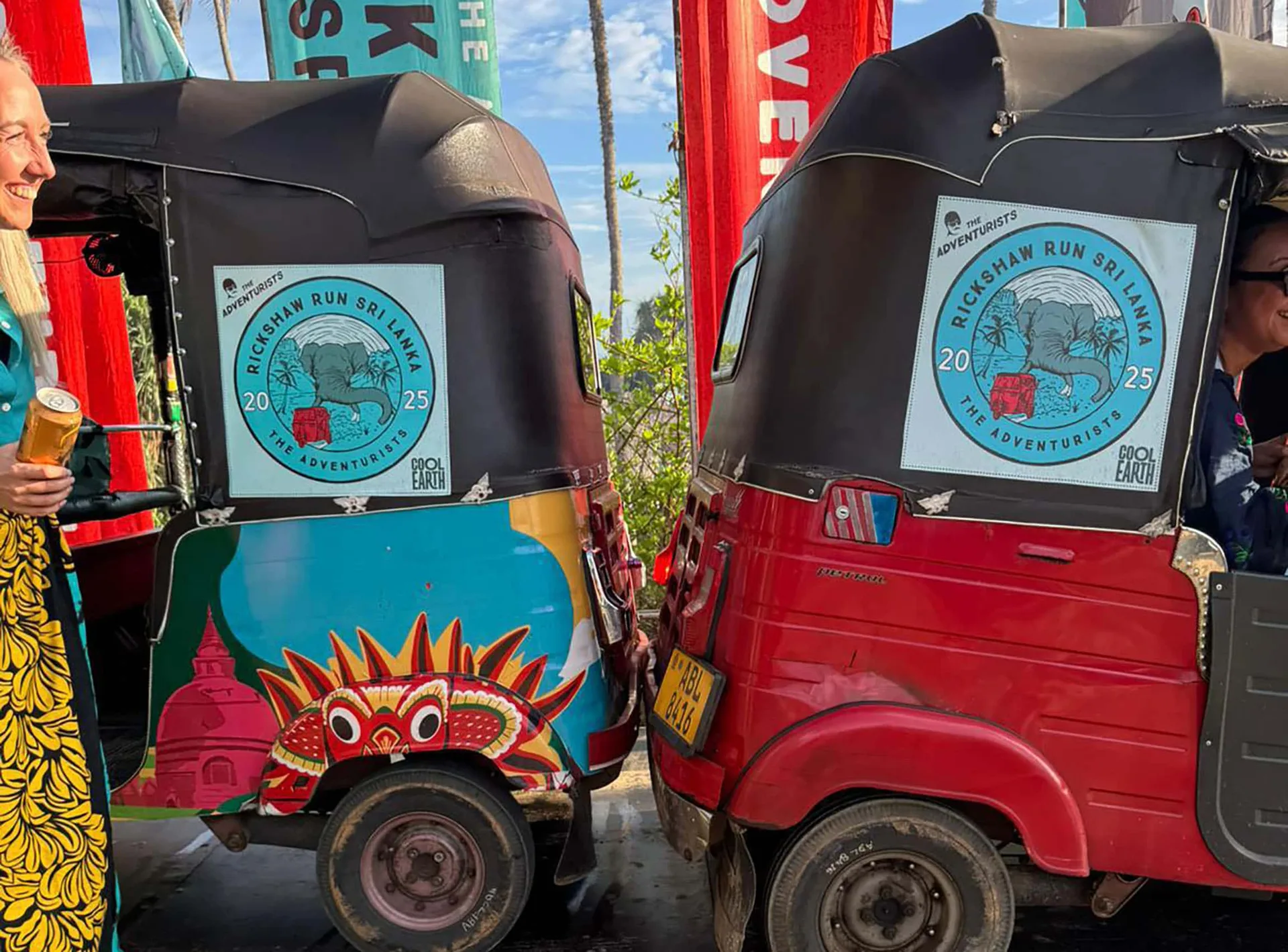 Bumper to bumper at the finish line, courtesy of Gavin Duffy, Team Up the Duff, Rickshaw Run Sri Lanka October 2025.