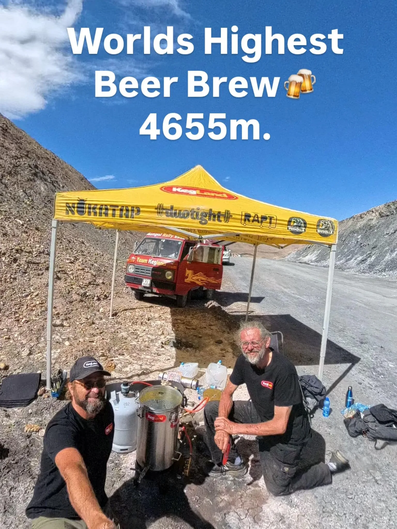 Team Kegland having brewed the world's highest beer.
