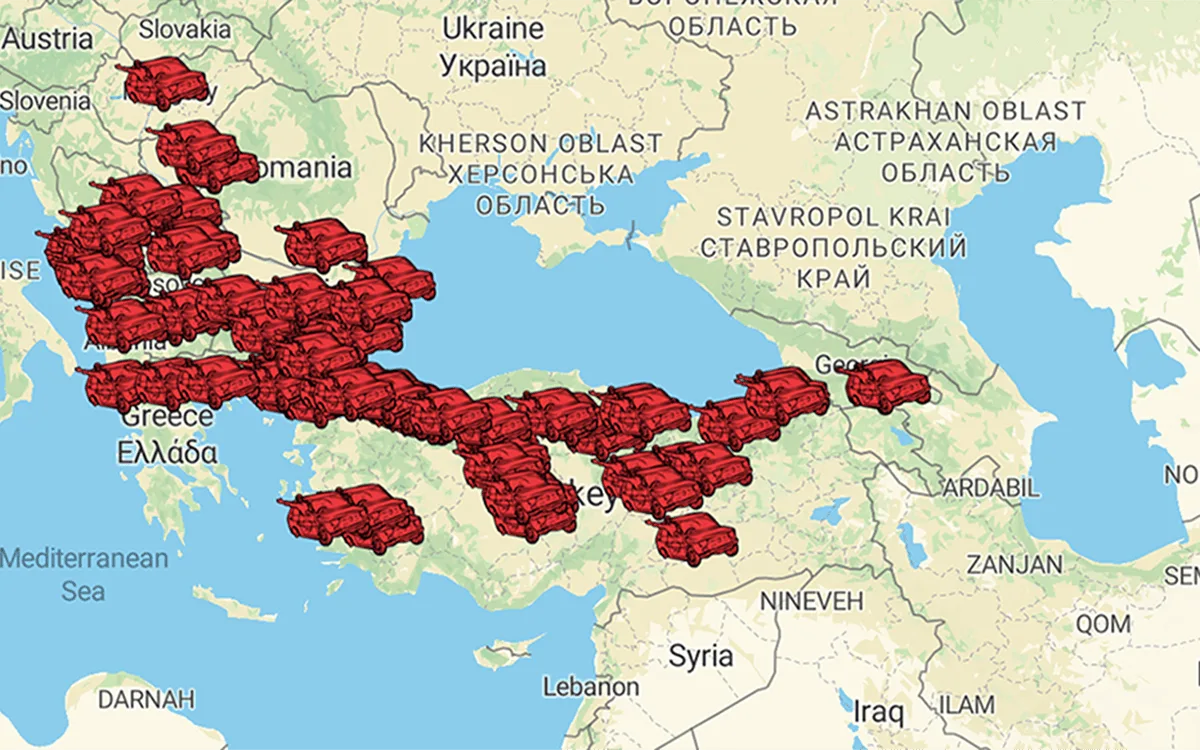 The spread of the Mongol Rally 2025 at the end of Week One.