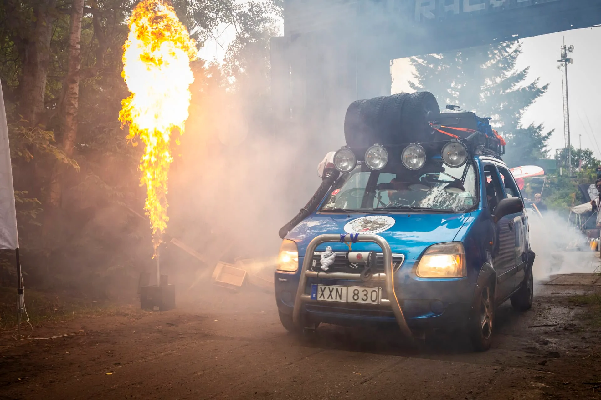 Team Firetire thundering forth from the Mongol Rally 2025 Launch.